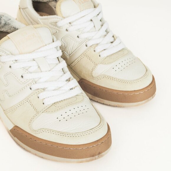 Fendi Match FF Logo Low-Top Sneaker in White Suede and Leather - Picture 6 of 13